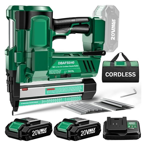 18 Gauge Nail Gun Battery Powered W/ 2 X 2.0 Battery & Charger, 2 In 1 Cordless Brad Nailer/Electric Stapler