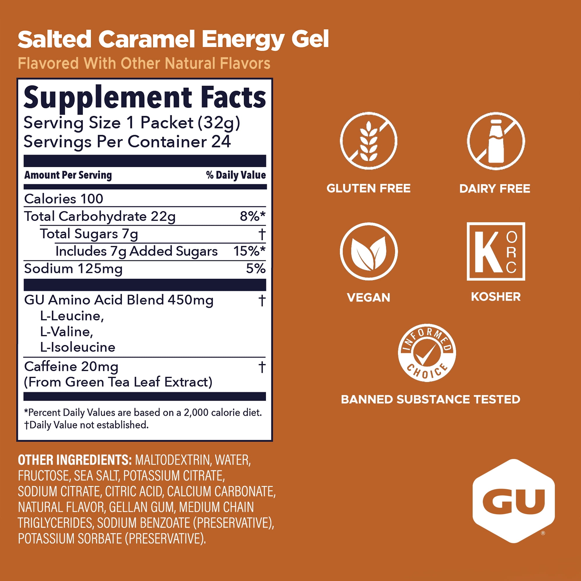 (2 pack) GU Energy, Original Energy Gels, Salted Caramel - 1 count