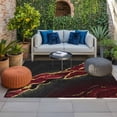 thumbnail image 2 of Red Marble Outdoor Rug for Patio/Deck/Porch, Non-Slip Large Area Rug 5 x 7 Ft, Gold Abstract Vintage Modern Ombre Art Indoor Outdoor Rugs Washable Area Rugs, Reversible Camping Rug Carpet Runner, 2 of 8