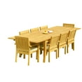 thumbnail image 4 of Grade-A Teak Dining Set: 8 Seater 9 Pc: 122" Atnas Rectangle Table And 8 Leveb Stacking Arm Chairs Outdoor Patio WholesaleTeak #51LV2809, 4 of 6