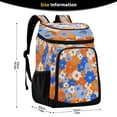 thumbnail image 2 of Backpack Cooler lunch bag 36 Can Capacity Insulated Bag for Camping, Beach, Hiking & Travel Orange and Blue Small Flowers, 2 of 7