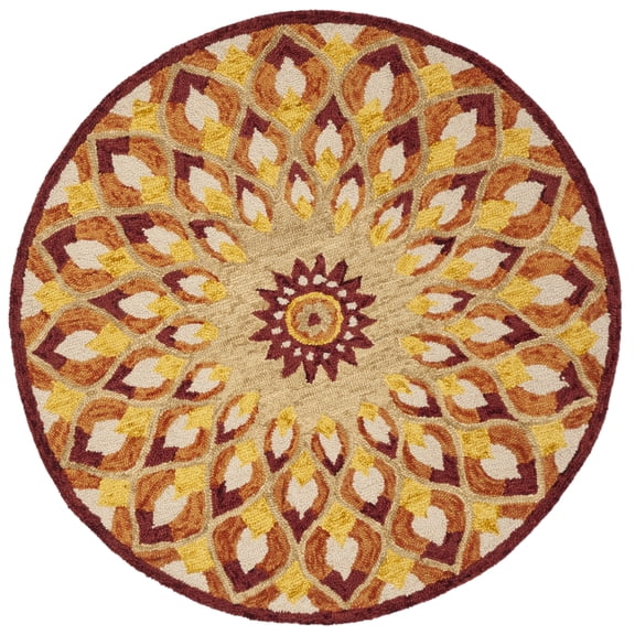 SAFAVIEH Novelty Rosalin Geometric Area Rug, Rust/Gold, 3' x 3' Round