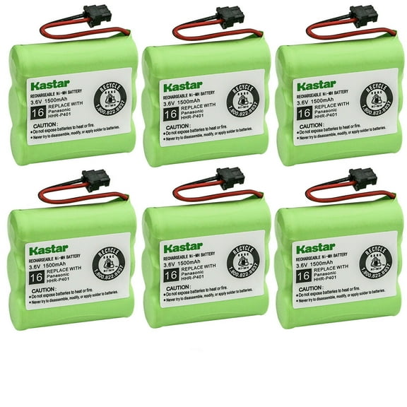 Kastar 6-Pack Battery Replacement for Panasonic HHR-P401 HHR-P401A PQKK10093 TYPE 16 Battery, Panasonic KX-TG2570 KX-TG2570B KX-TG2575 KX-TG2650 KX-TG2670 KX-TG2680 KX-TG2690 M240 M240B