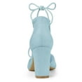 thumbnail image 4 of BLISSFUL STEP Women's Pointed Toe Chunky Heel Lace Up Pumps Light Blue US 10, 4 of 7