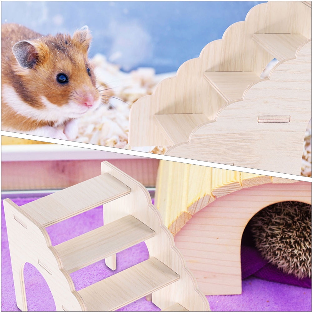 HAMPPLIES Pet Climbing Ladder Wooden Platform for Hamsters Gerbils and Small Animals