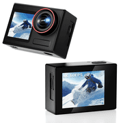 Action Camera 4K 60FPS 30MP with Front LCD and Rear Touchscreen, Underwater Camera 132FT Waterproof with 64GB Card,EIS,5X Zoom, 2.4G Wifi Remote Control,Vlog Cam,Dual Batteries,Mount Kit