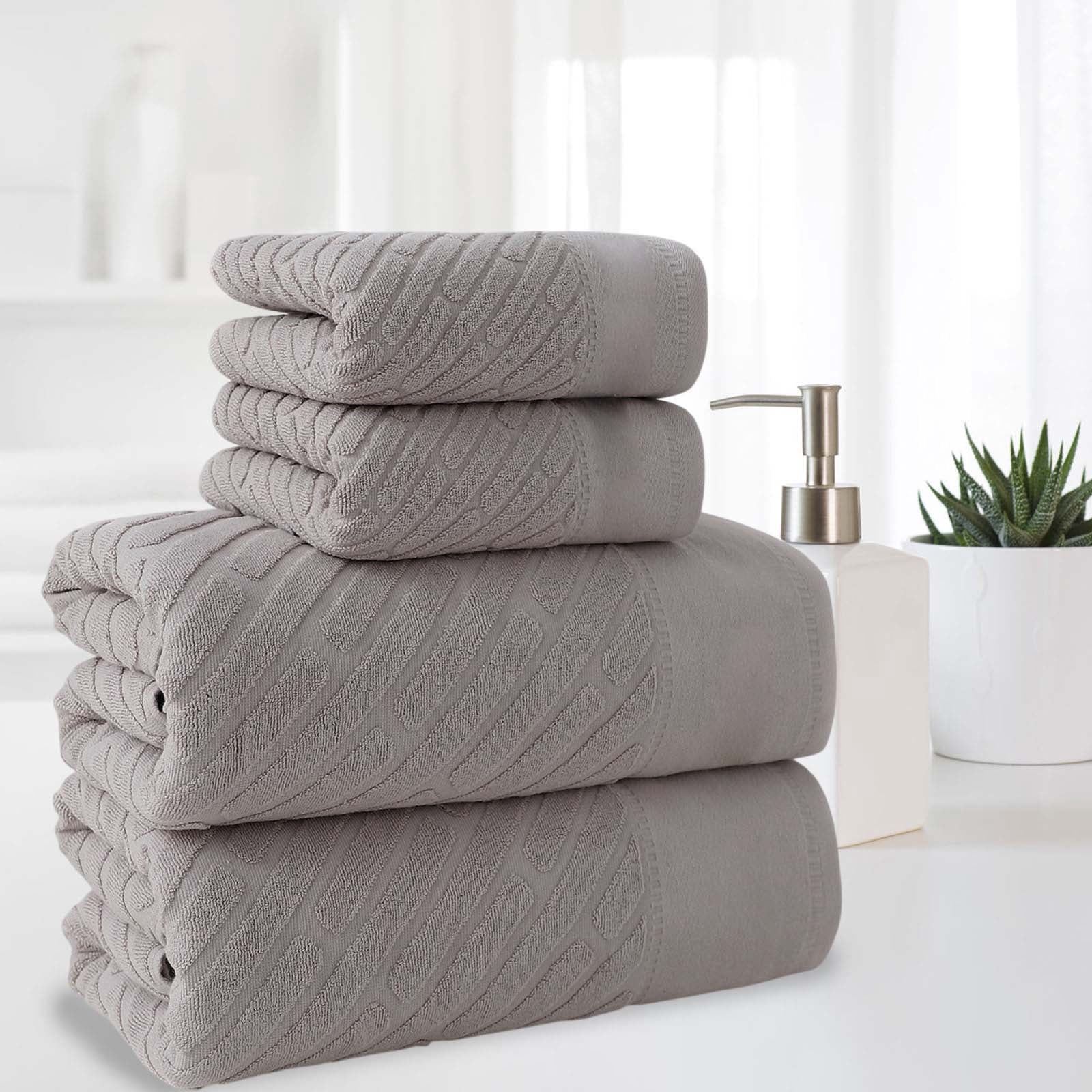 4PCS Bath Towel Sets Cottons 2 Towels 2 Bath Towels Comfortable Absorbent Thickened Soft Gentle for Baby Bath Towel