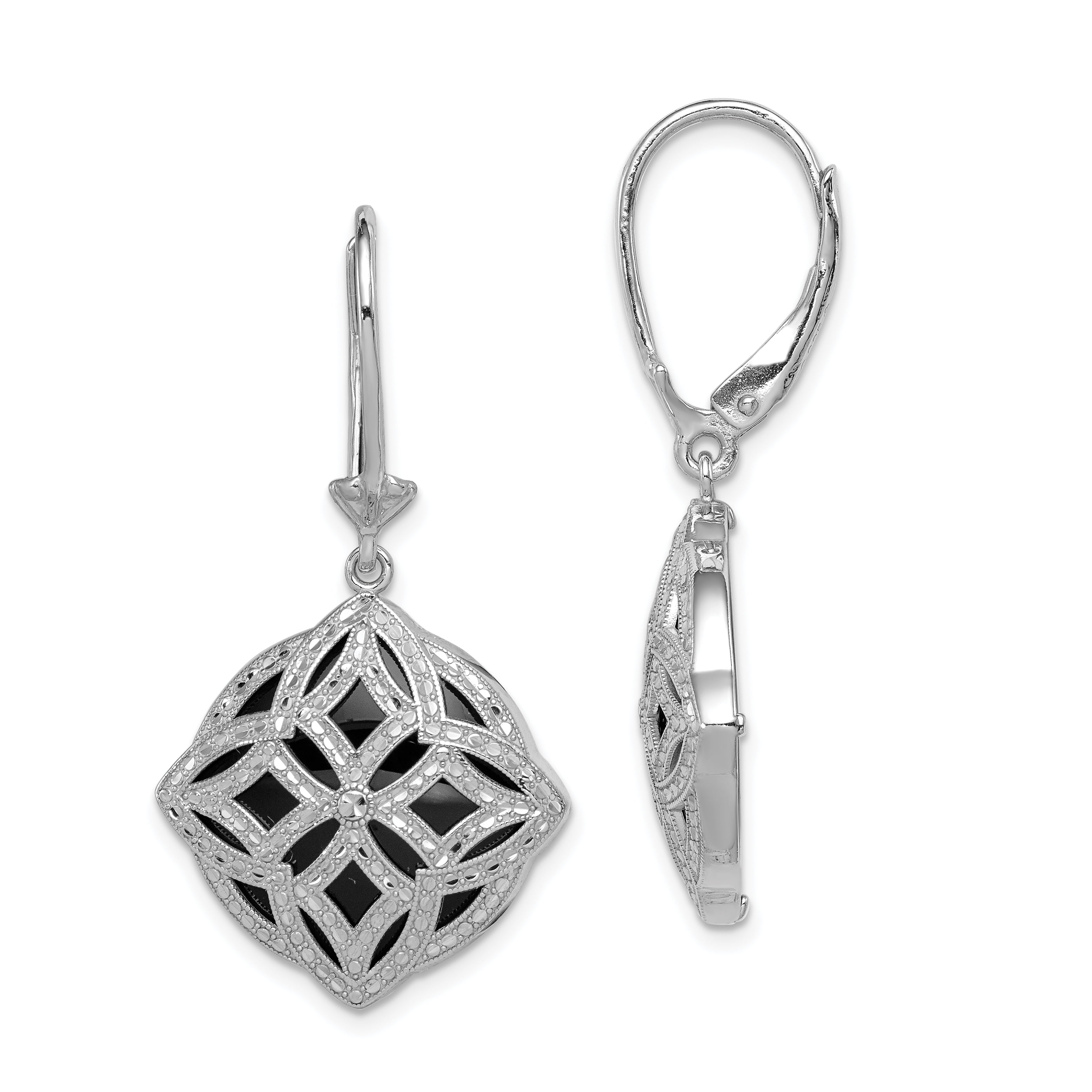 IceCarats 925 Sterling Silver Black Onyx Leverback Earrings Lever