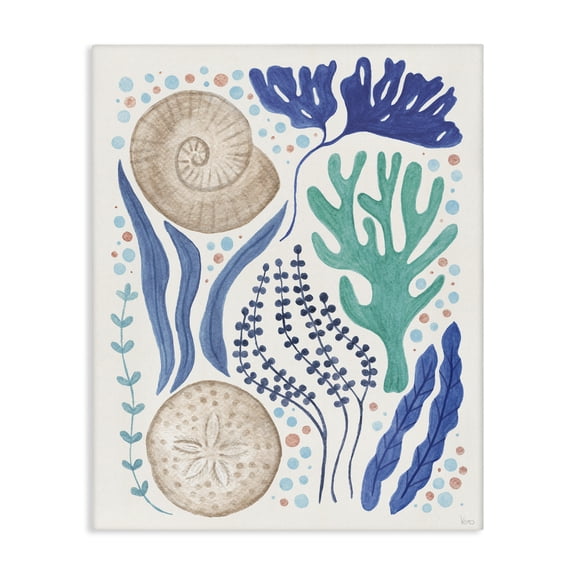 Stupell Industries Scattered Marine Life Nautical & Beach Painting Wrapped Canvas Art Print Wall Art, 16 x 20