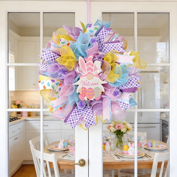 Easter Gnome Decorative Wreath, Spring Summer Door Wreath Patio Decor, Living Room Decor Hanging Wreaths, Modern Door Wreaths for Front Door