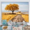 thumbnail image 1 of Designart Trees framed wall art decor, Tree White Framed Wall Art, Monochrome Yellow And Grey Tree Euphony I , Extra large Traditional White Framed Wall Art, White Color Frame, 1 of 5