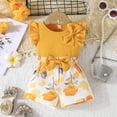 thumbnail image 2 of Gerichy Girls Summer Outfits, Girls Clothes T Shirt Tops Floral Suspender Shorts Ruffle Sleeve Outfits Headband Set Spring Summer, 2 of 9