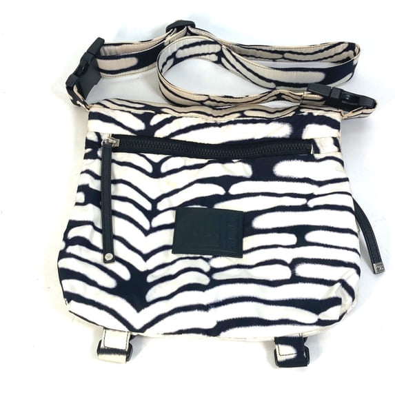 Pre-Owned CHANEL Zebra Sport Crossbody Messenger Bag Shoulder Nylon Women's Black (Fair)