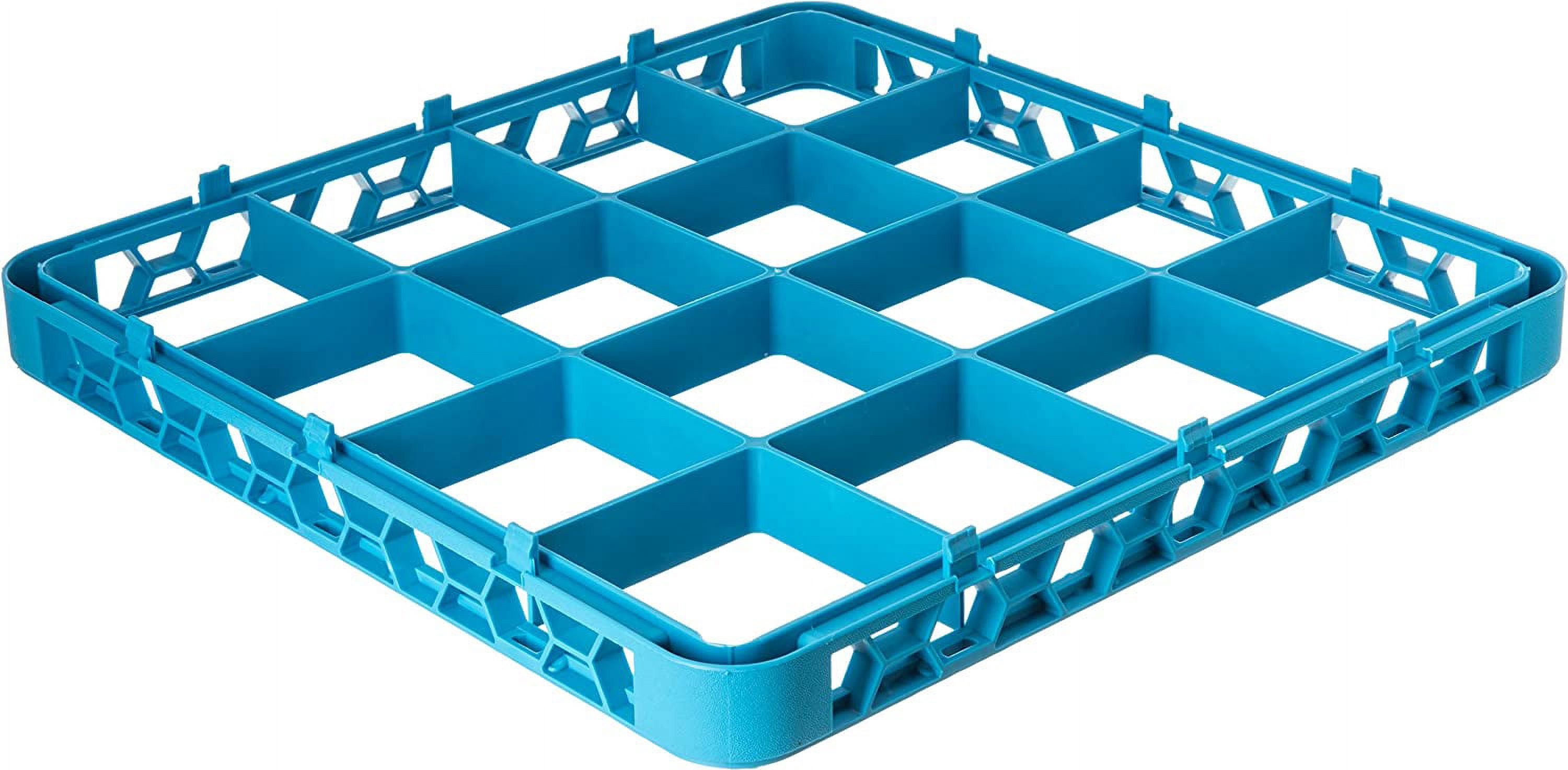 Carlisle OptiClean 16-Compartment Glass Rack Extender, 1-7/9"H x 19-3/4"W x 19-3/4"W, Blue