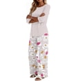 thumbnail image 5 of Two Piece Sets for Women Lounge 3/4 Length Sleeve Womens Tops Graphic Pants Summer Outfits Light Gray M, 5 of 6