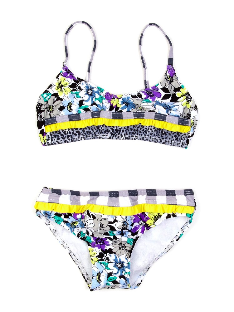 yellow floral bandeau bikini