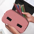thumbnail image 6 of Sikiie Red And White Stripes Print Flip Double-layer Pencil Case, All-purpose Stationery Bag for Study and Office, Zipper Design, Unisex, 6 of 7