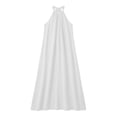 thumbnail image 4 of Miluxas Women's Halter Neck Sleeveless Maxi Dress Pleated Front A Line Looes Flowy Long Dress with Pockets Lightweight Beach Vacation Outfits White, 4 of 7
