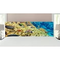 thumbnail image 1 of Ocean Headboard, Colorful Life Natural Environment Deep down in the Sea Scenery Exotic Holiday Picture, Upholstered Decorative Metal Bed Headboard with Memory Foam, King Size, Blue Beige, by Ambesonne, 1 of 4