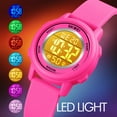 thumbnail image 3 of Children Digital Watch Wristwatch Fashion Multifunction Waterproof Outdoor Sports Luminous Watch for Kids Students Girls Rose Red, 3 of 8