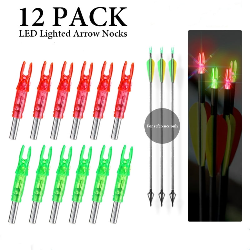 12pcs LED Lighted Arrow Nocks Outdoor Compound Recurve Bow Archery Hunting 
