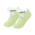 thumbnail image 2 of Womens Fuzzy Slipper Grips Socks Fluffy Winter Warm Fleece Lining Non Slip Thick Thermal Cozy Plush Socks Green, 2 of 3