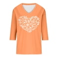 thumbnail image 4 of Shadoumai Women's Valentine V Neck Shirt Cute Love Heart Graphic 3/4 Sleeve Tee Casual Couple Tops, 4 of 4