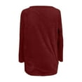thumbnail image 6 of LEAVINGSUO Blouse for Women Long Sleeve Tops Women's Round- Neck and Winter Loose Solid Pocket Warm Long Sleeve Blouse Tops, 6 of 7