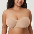 thumbnail image 5 of DELIMIRA Women's Cosnufy Strapless Bra Sheer Mesh Plus Size Unlined Underwire Bras, 5 of 6