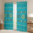 thumbnail image 2 of Manfei Rustic Boho Aztec Blackout Curtains Set of 2 (52x84 Each),bohemian Geometric Flower Window Curtains,Cyan Gray Khaki Curtains and Drapes For Teens,Breathable Home Decor, 2 of 6
