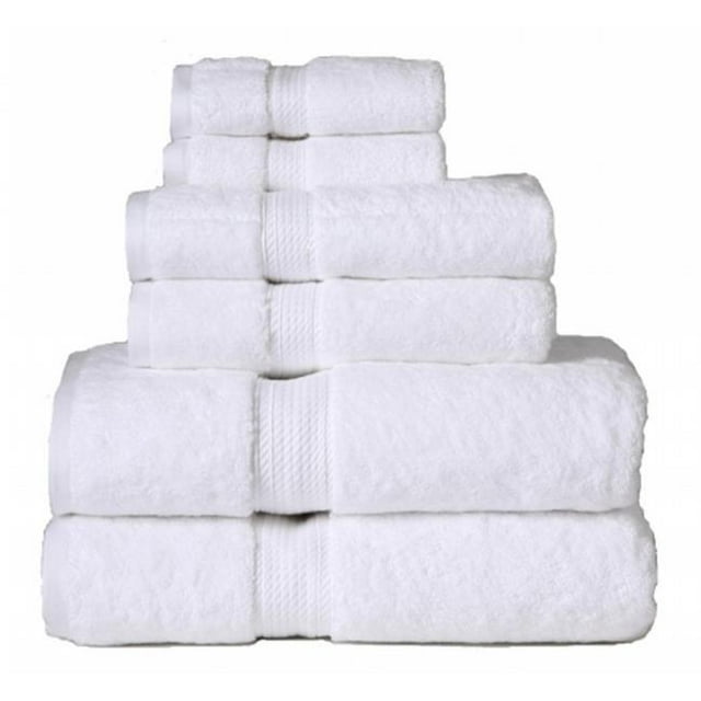 Ensemble de Serviettes 6 Pcs en Coton Égyptien 900GSM Blanc