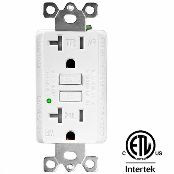 Gfi Gfci Outlet 20 Amp Ground Fault Receptacle Tamper Resistant With Wall Plate