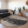 thumbnail image 5 of HomeRoots 606130 8 ft. Taupe & Charcoal Round Abstract Washable Indoor & Outdoor Area Rug, 5 of 5