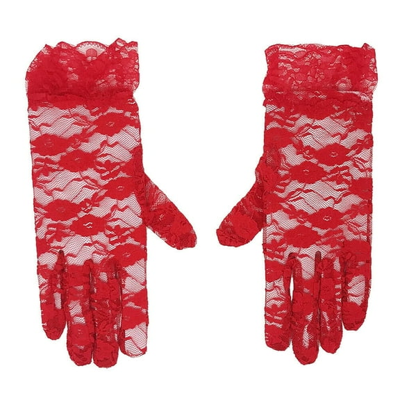 1-2 Pairs Sexy Lace Wrist Length Gloves w/ Ruffle Bride Wedding Prom Anti UV