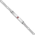 thumbnail image 1 of Beautiful 14K White Gold Medical Red Enamel Figaro Link ID Bracelet, 1 of 2