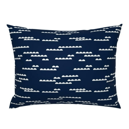 Scallop Scallops Navy White Nautical Simple Waves Water Pillow