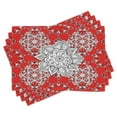 thumbnail image 1 of Ambesonne Mandala Place Mats Set of 4, Psychedelic Floral Form, Standard Size, Scarlet White Black, 1 of 6