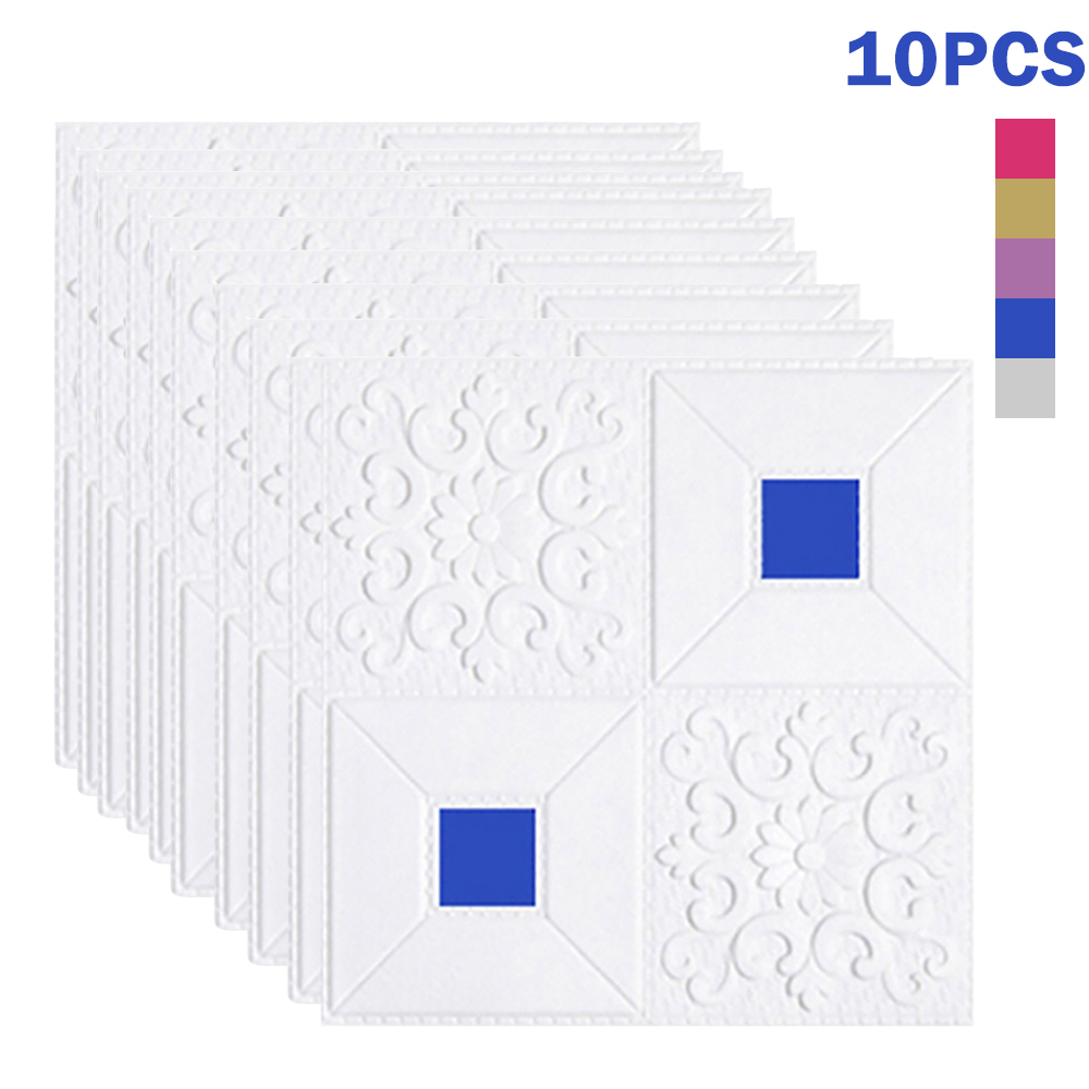 10Pcs 3D Tile Brick Wall Stickers Selfadhesive Foam Panel Wallpaper