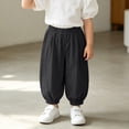 thumbnail image 4 of Curuila Kids Toddler Boys Summer Pants With Pocket Elastic Waistband Solid Color Loose Fit Lightweight Fashion Comfort Trousers Black Size 2-3 Years, 4 of 6