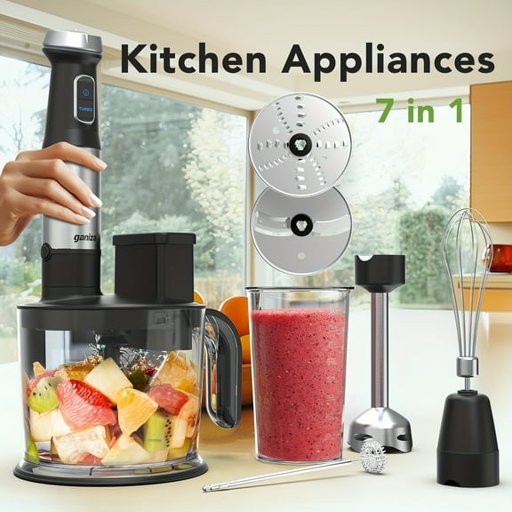 FANRUINA 7-in-1 Hand Blender, 15-Speed Immersion Blender with 1500ml Food Processor, Chopper & 6 Attachments - Ideal Christmas Gift