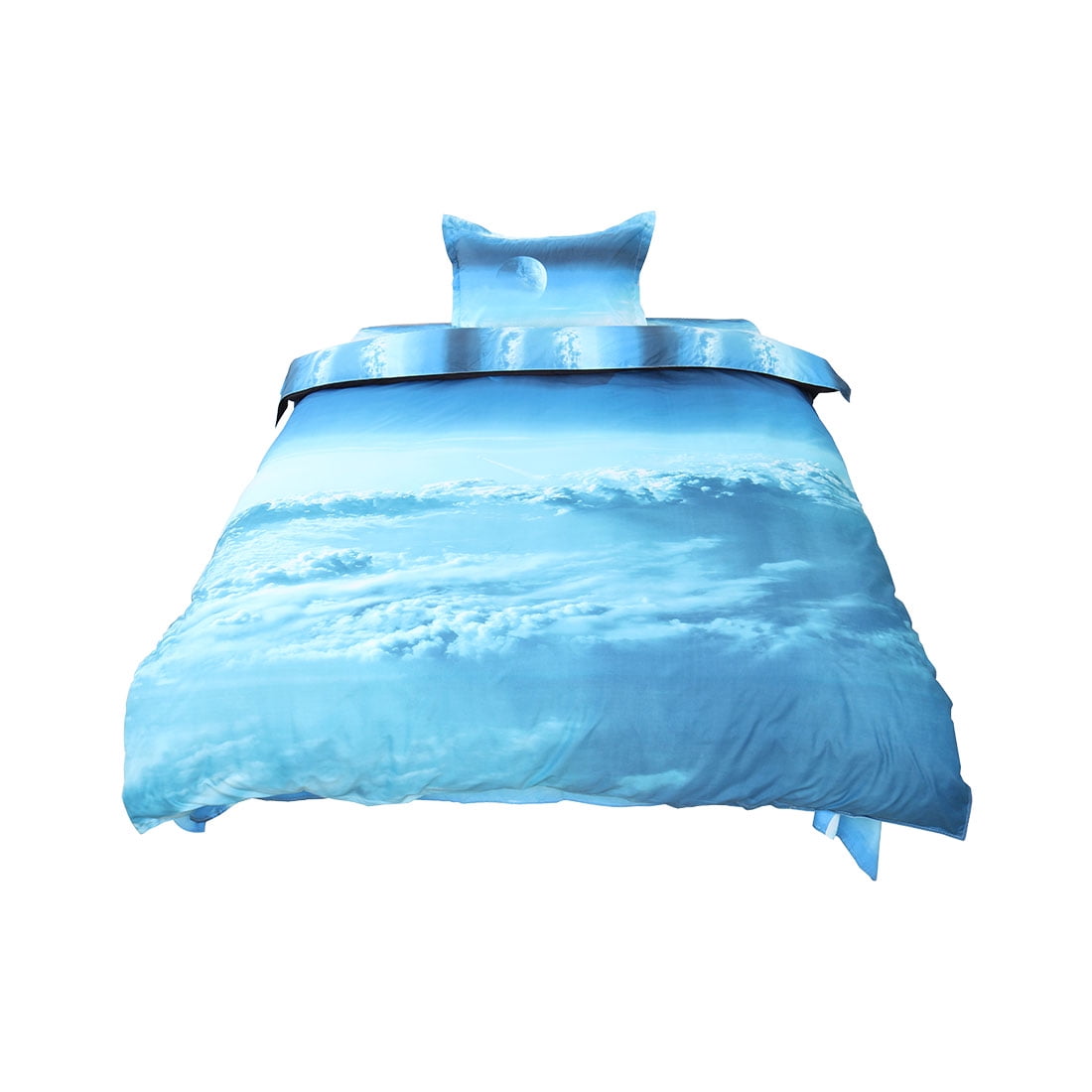 ... Galaxy Sky Cosmos Night Pattern Single Size 3pcs Bedding Duvet Set Blue Clouds