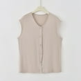thumbnail image 2 of Wyobmus Women's Button Down Tank Tops Sleeveless Crew Neck Open Front Crop Vest Summer Going Out Y2K Clothes Beige, 2 of 7