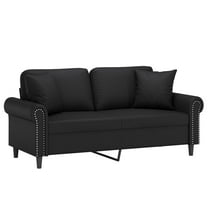 vidaXL 2-Seater Sofa with Throw Pillows Loveseat Couch Black Faux Leather