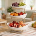 thumbnail image 2 of LUOLUO 3 Tier Ceramic Fruit Bowl With Metal Stand, Ceramic Fruit Display Shelf for Kitchen & Gathering,Ceramic Bowls for Food,Vegetable,Cake,Cookies(White), 2 of 13
