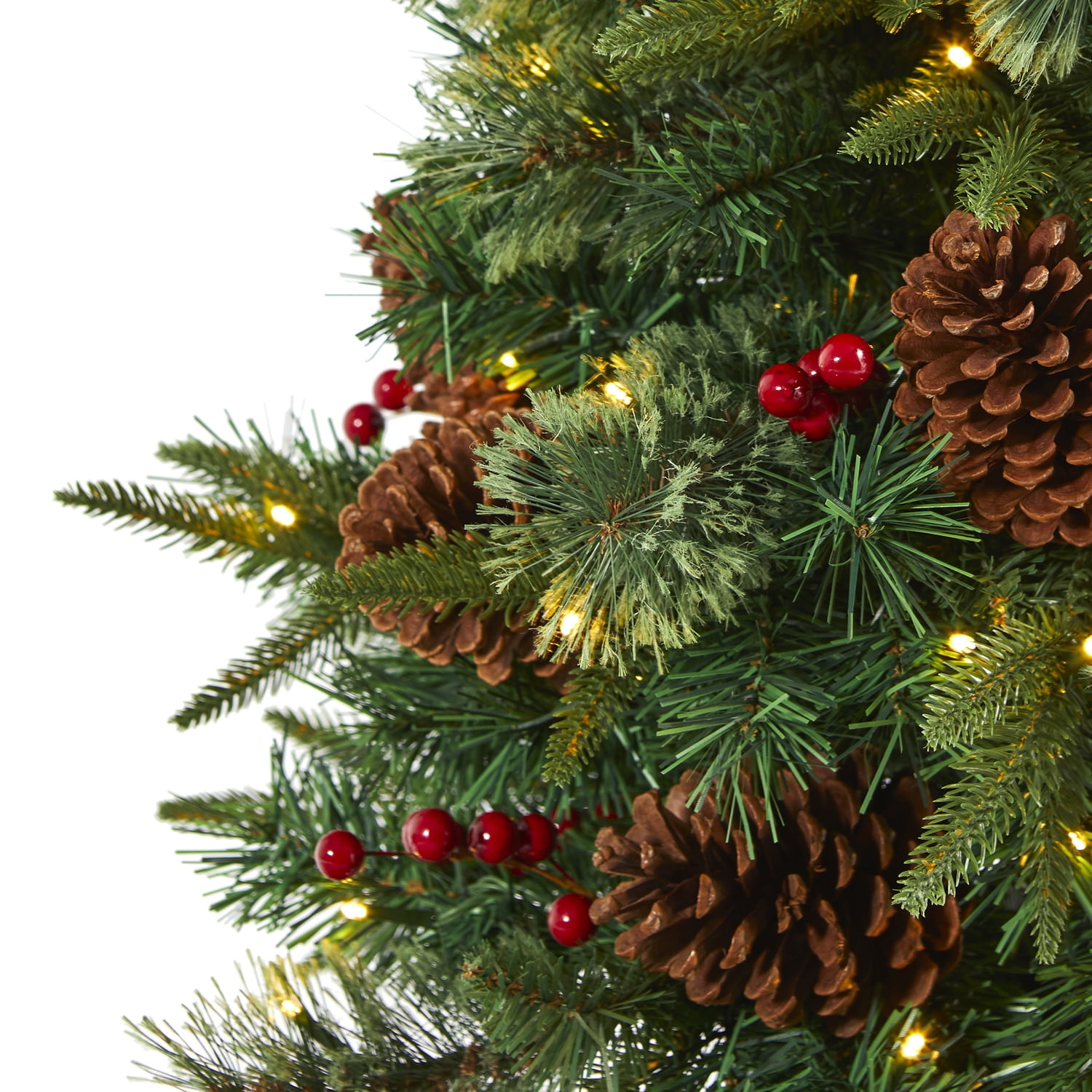 HomeStock 4ft Merry Pine Artificial Christmas Tree, Alpine Christmas Tree  with Pinecone, Berries and 164 Branch Tips in Decorative Urn - Walmart.com, image size:1500x1500
