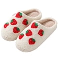 thumbnail image 1 of Algodón otoño e invierno cómodas para el lindas pantuflas felpa cálidas con suela gruesa fresa dibujos animados (Fresa 38-39) [adecuadas para pies 37-38], 1 of 9