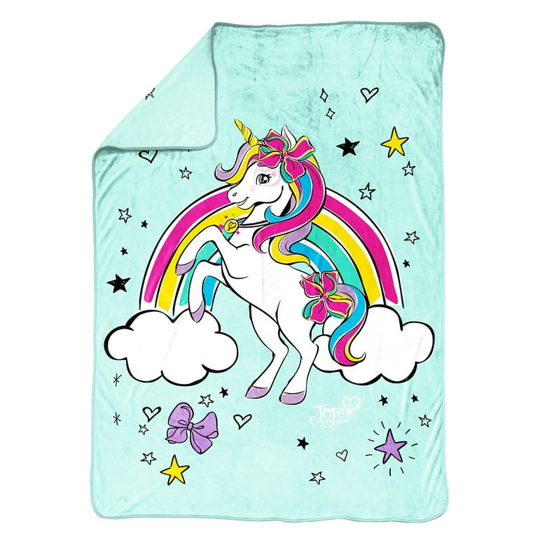 Jojo Siwa Born Magical Unicorn Rainbow Kids Blanket 62 x 90 Microfiber Blue Nickelodeon Walmart