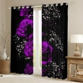 thumbnail image 2 of Manfei Dreamy Purple Flower Black Out Curtains, Rose Floral Curtains Pack of 2 (42x63 Each), Romantic Anniversary Bedroom Curtains, Curtains and Drapes Home Decor, 2 of 6