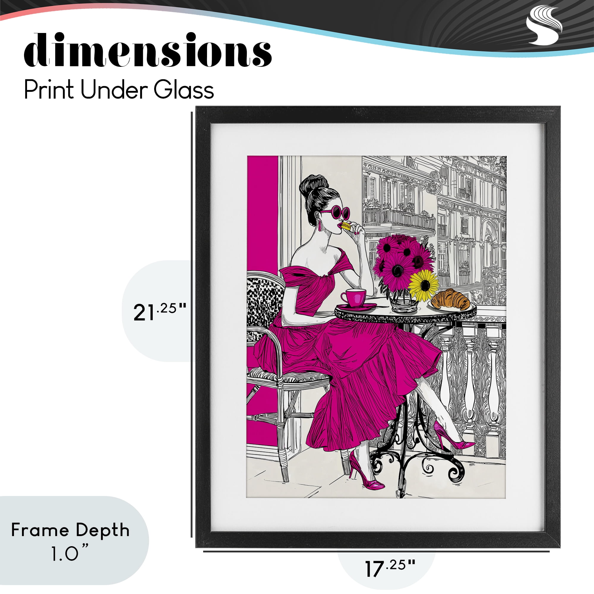 Stupell Industries Glamorous Brunch on Balcony Black Framed Print Under Glass, design by Jess Stempel