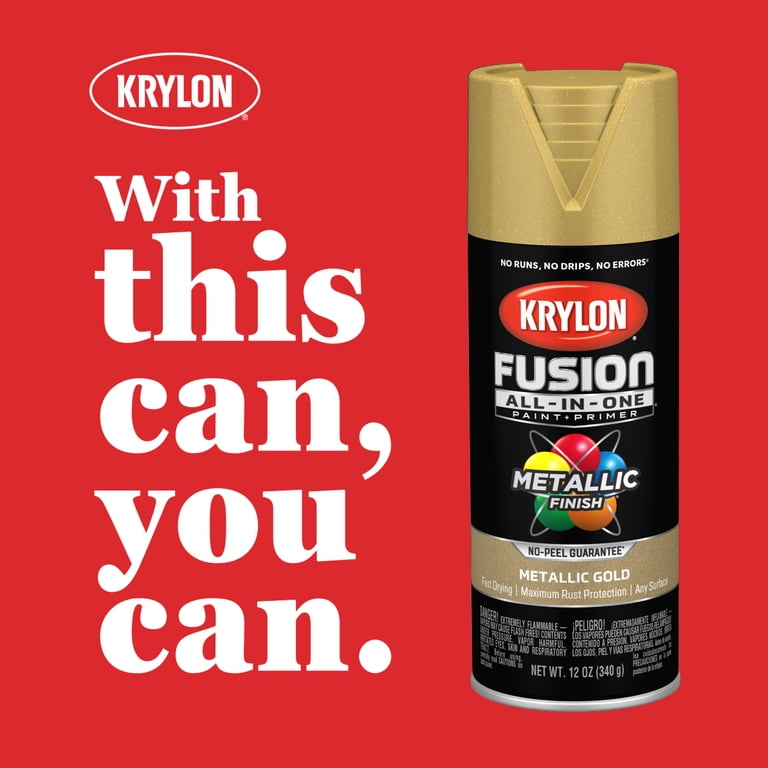 Krylon K02770007 Fusion All-In-One Metallic, Metallic, Gold, 12 oz